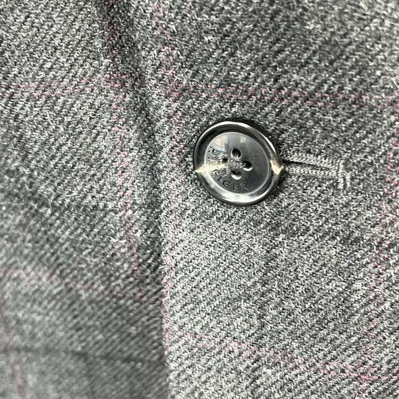 Tommy Hilfiger Dark Gray Plaid Worsted Wool Blazer Sport Coat Jacket 42L - Picture 6 of 12